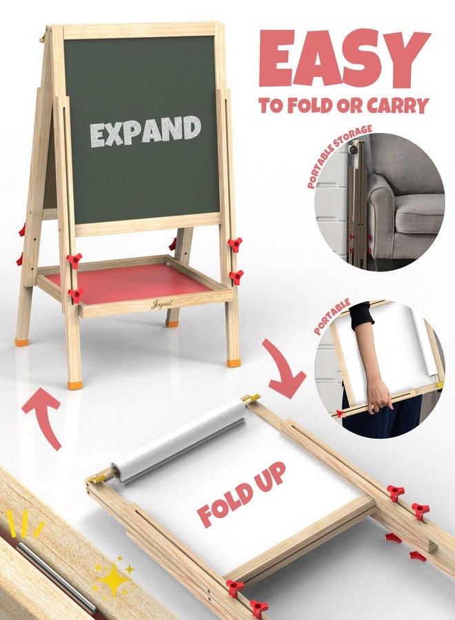 JOYOOSS Art Easel for Kids Ages 4-8 Easels for Toddlers,Toddler Art Kids Easel Adjustable Wooden Magnetic Whiteboard Chalkboard for Kid Dry Erase Board Easel for Toddlers 3-4 Years Dual-Sided Drawing - Image 5